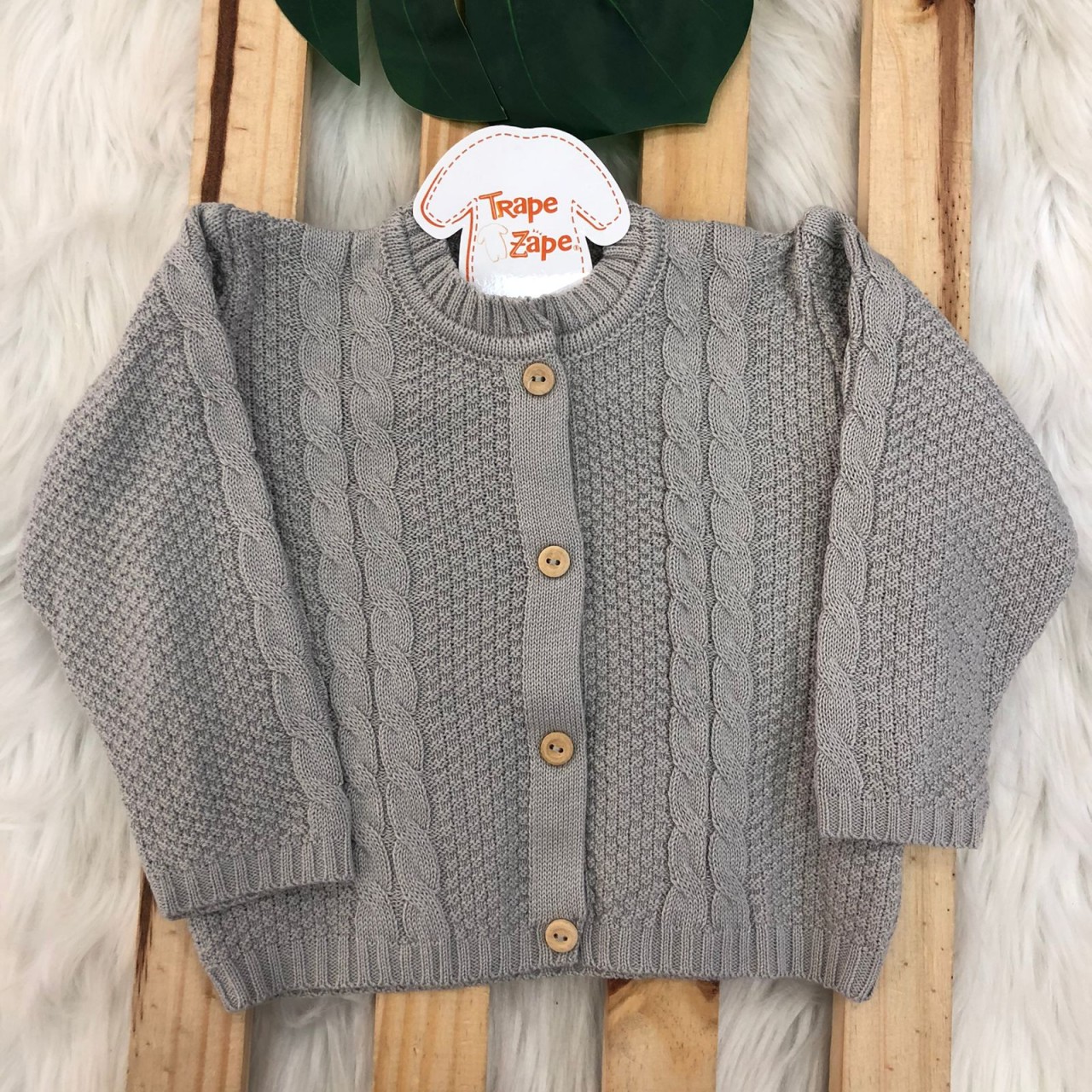 Casaco de linha Trança Cinza Plix